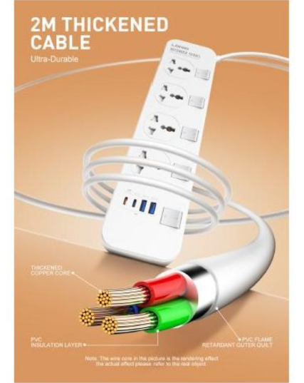 LDNIO SC4408C 2500W Power Socket with 4 AC Outlets & 4 USB Fast Charging Ports