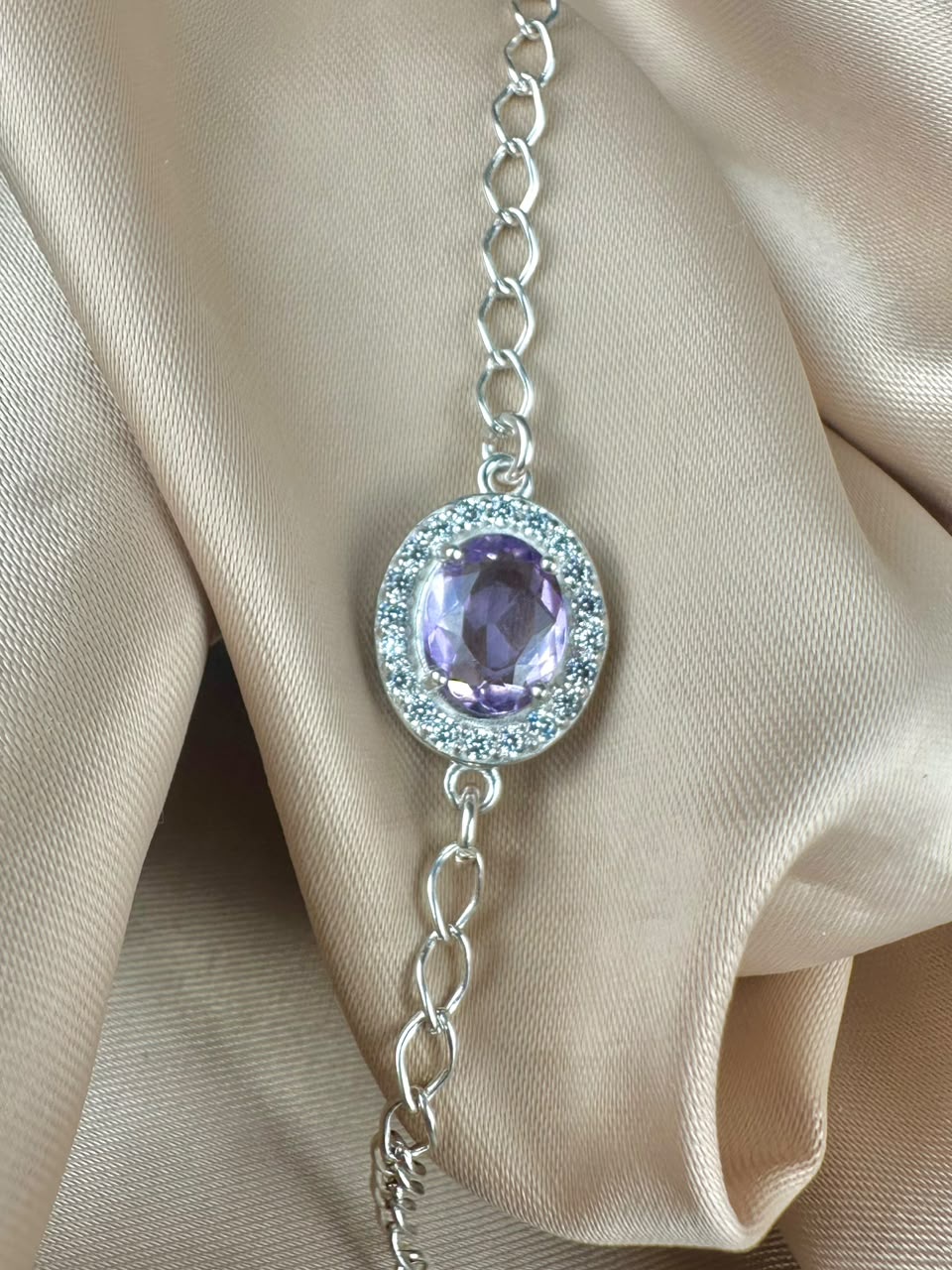 Amethyst 925 Silver Bracelet - IGI Certified - 