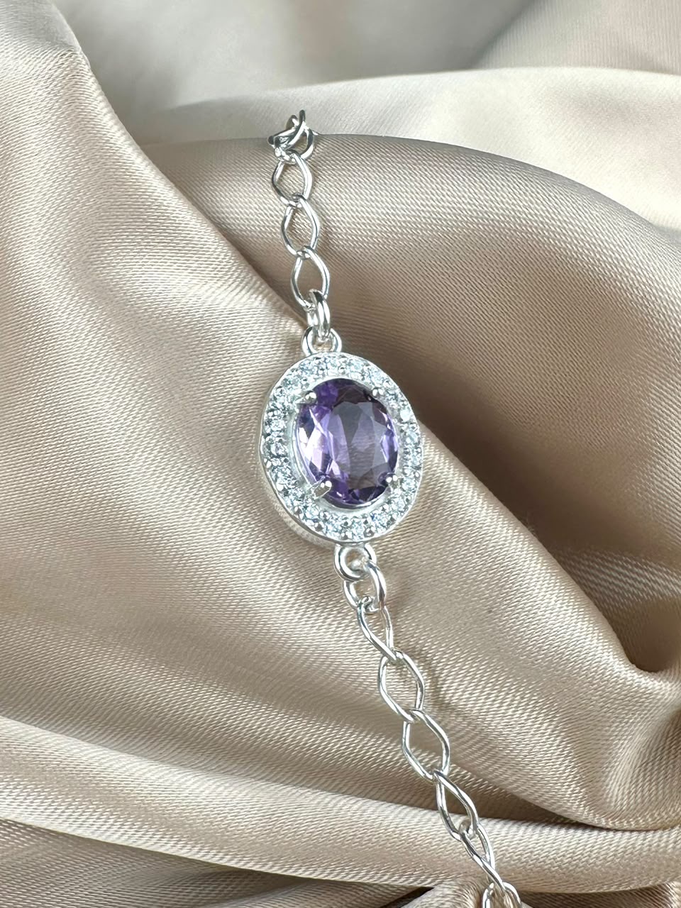 Amethyst 925 Silver Bracelet - IGI Certified - 