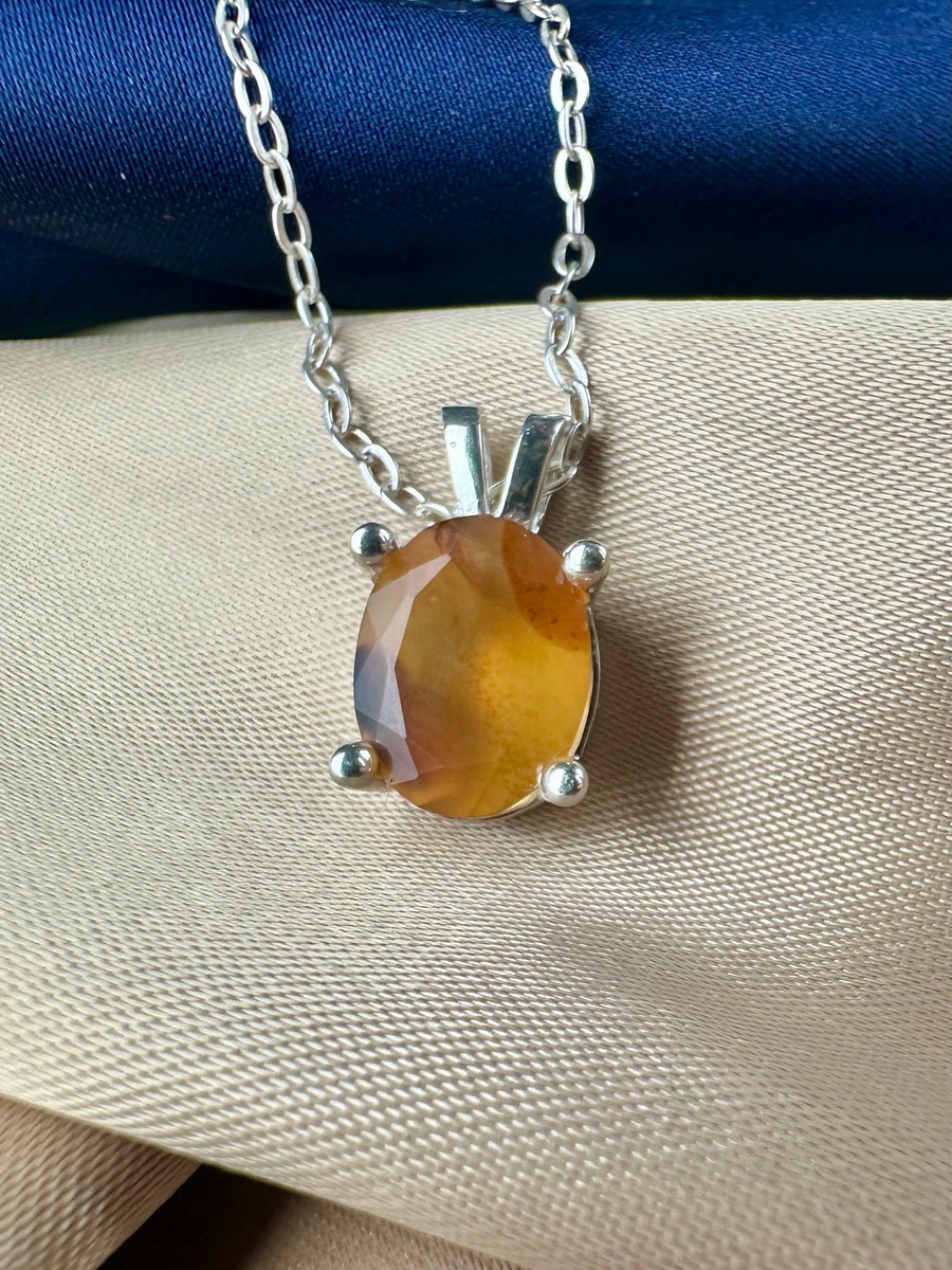   Agate 925 Silver Pendant- IGI Certified - Simple Split Hanger Design