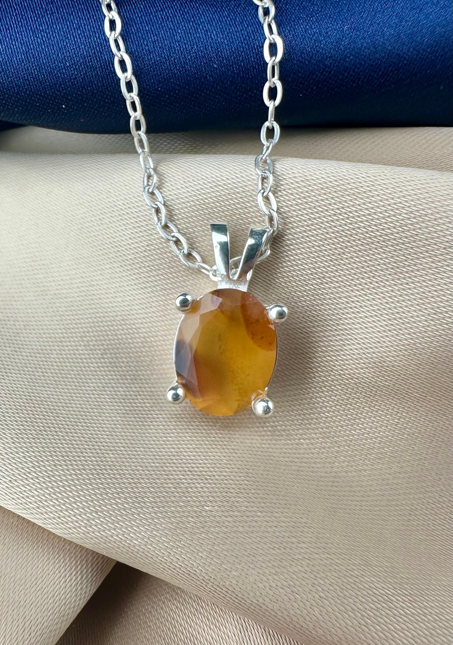   Agate 925 Silver Pendant- IGI Certified - Simple Split Hanger Design