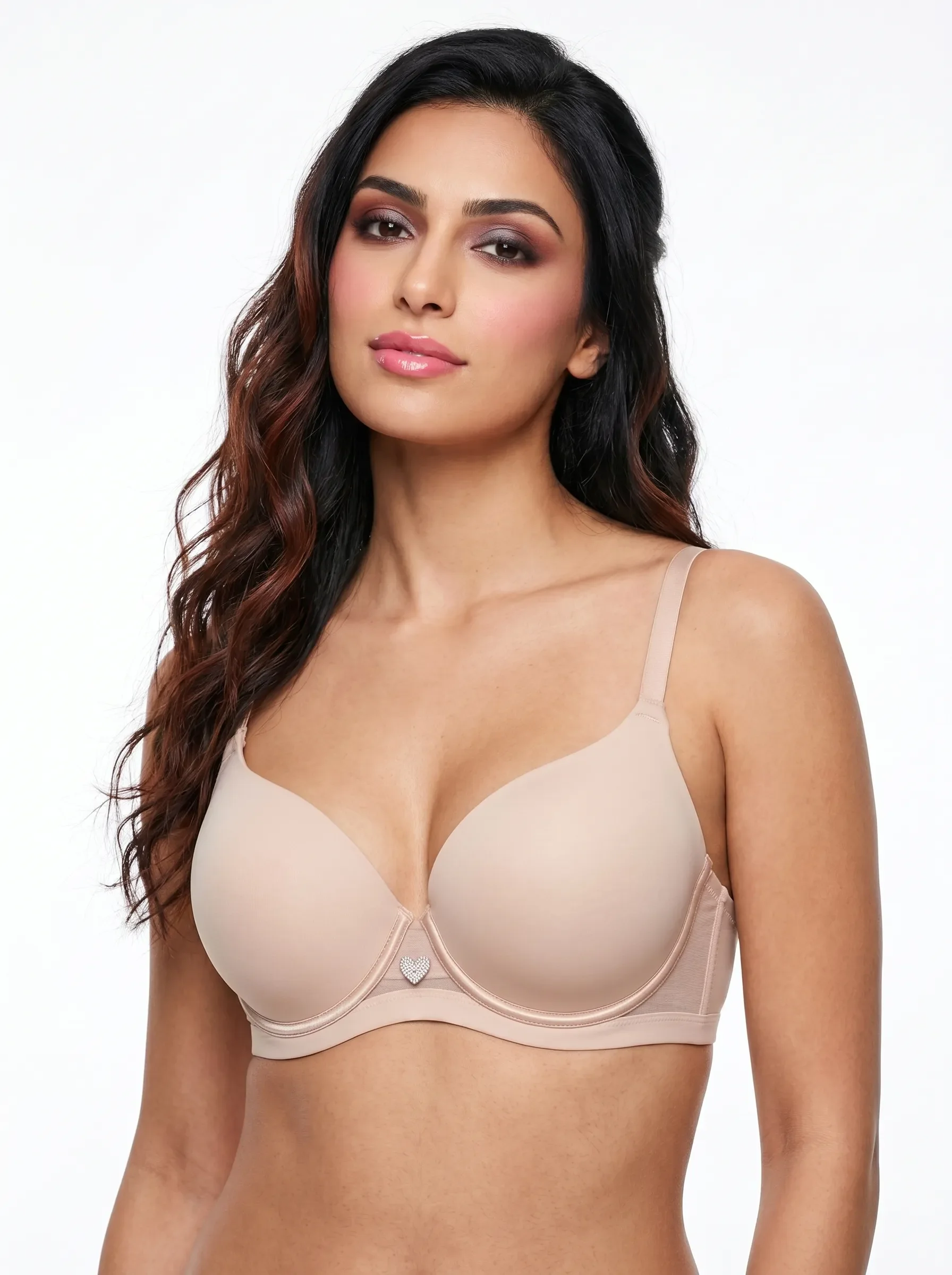 Rhinestone Heart Detail Comfort Bra