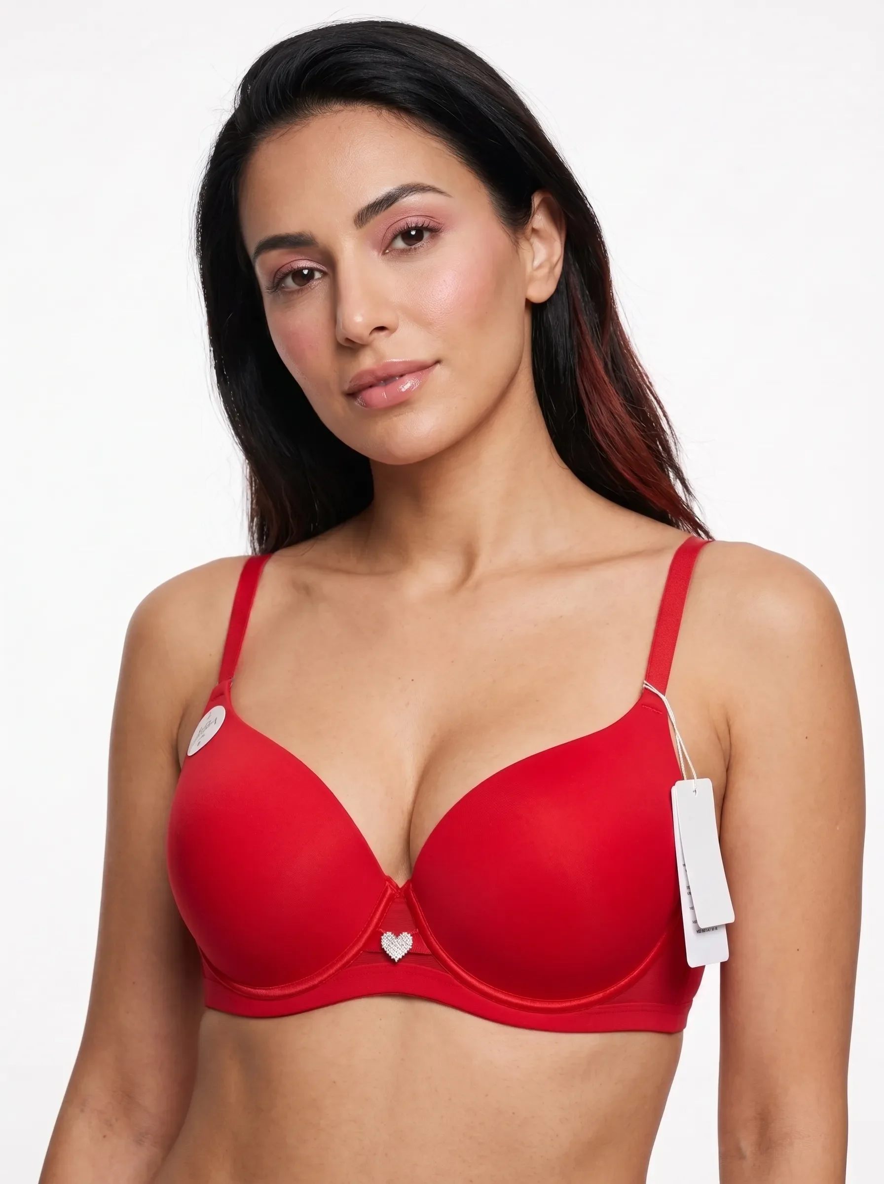 Rhinestone Heart Detail Comfort Bra