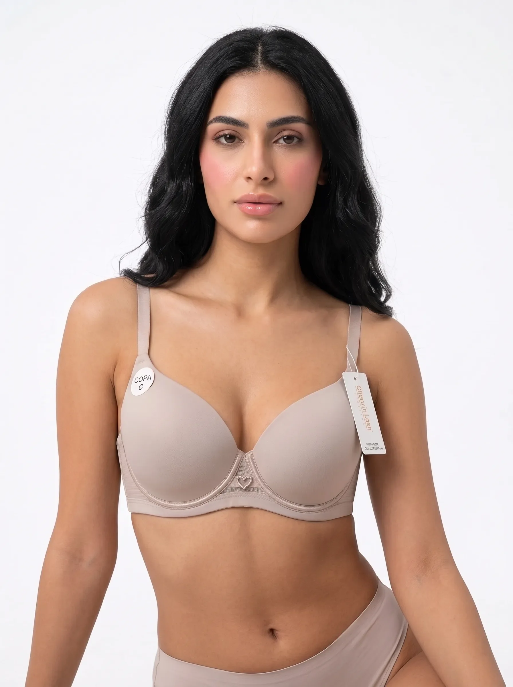 Rhinestone Heart Detail Comfort Bra