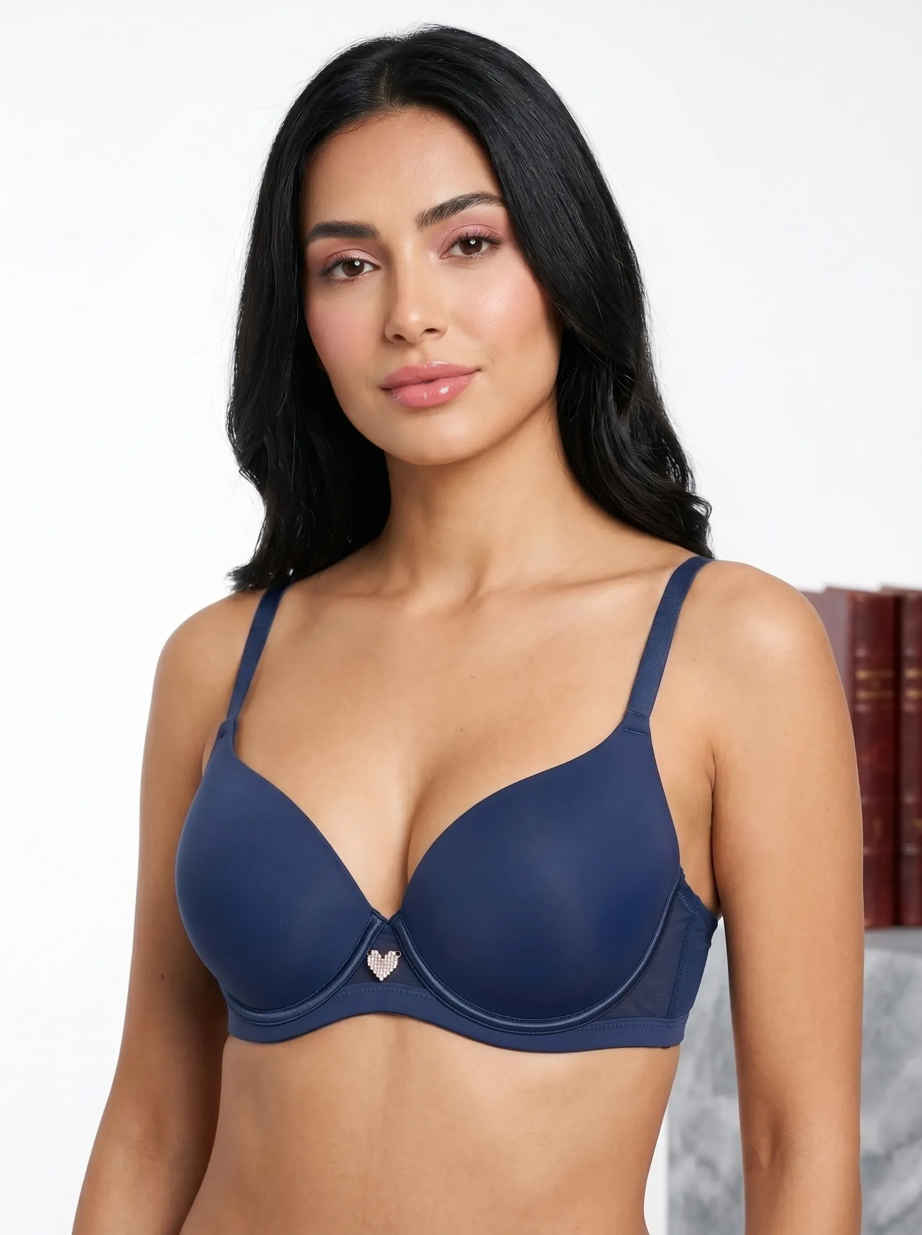 Rhinestone Heart Detail Comfort Bra