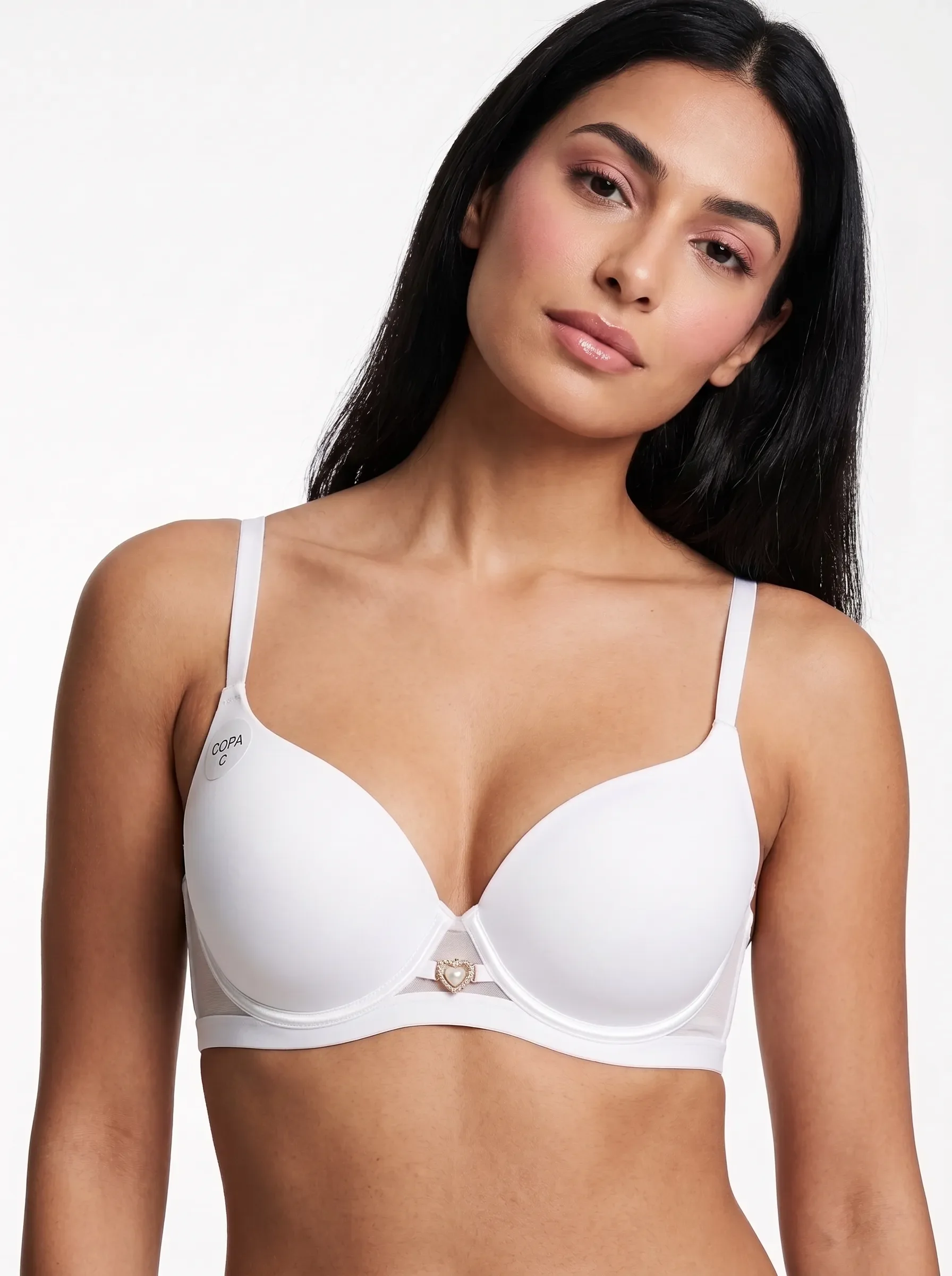 Rhinestone Heart Detail Comfort Bra