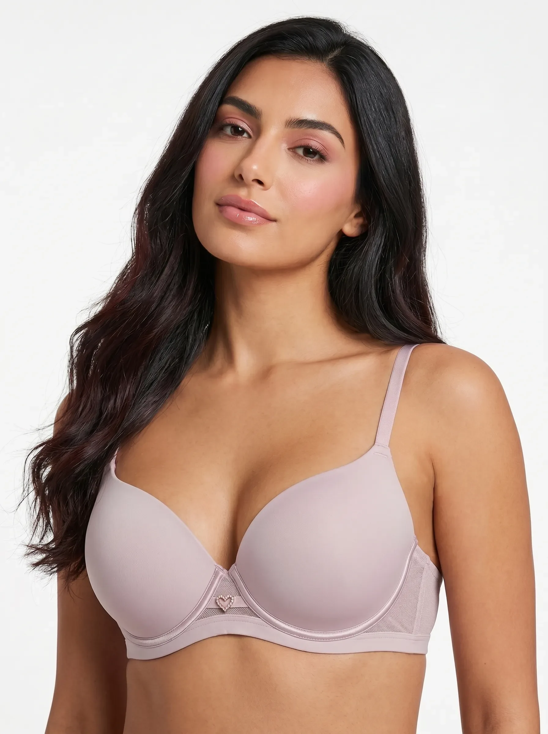 Rhinestone Heart Detail Comfort Bra
