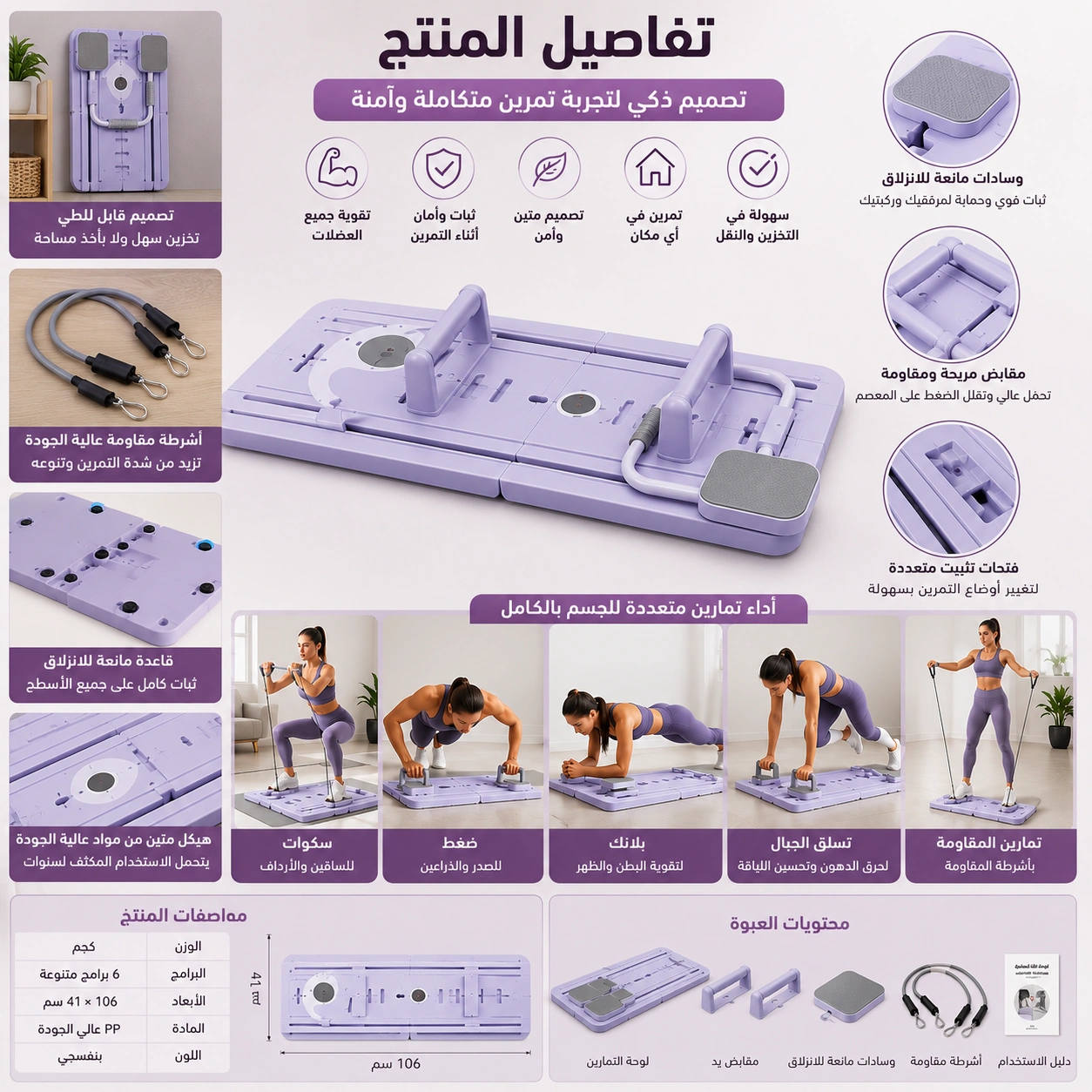 تفاصيل لوحة التمارين