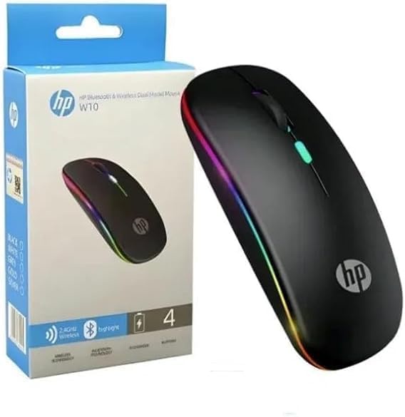 ماوس لاسلكي صامت موديل HP-W10  ملمس القطيفة RGB قابل للشحن تايب سي