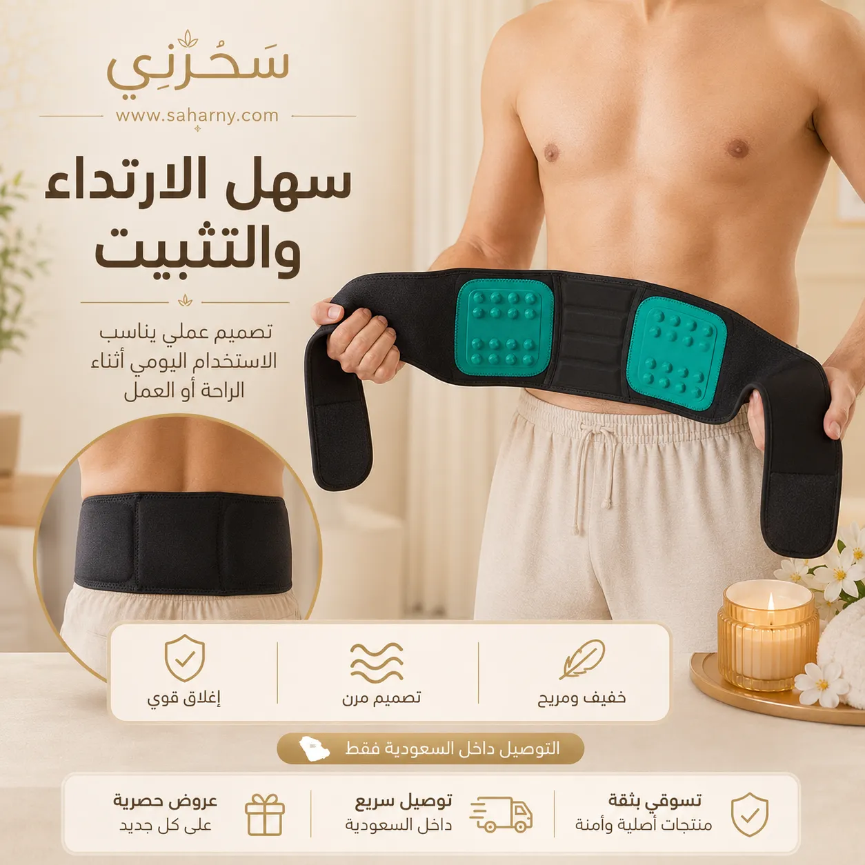 حزام تدليك حراري للظهر والبطن | من سحرني