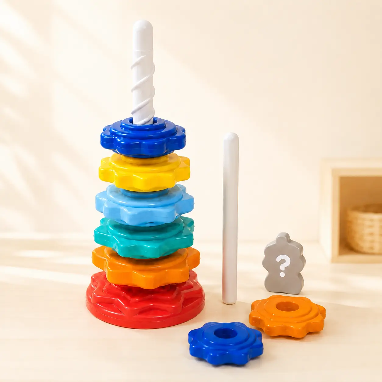 برج حلقات الترتيب الملون الدوّار | Rotating Color Ring Stacking Tower