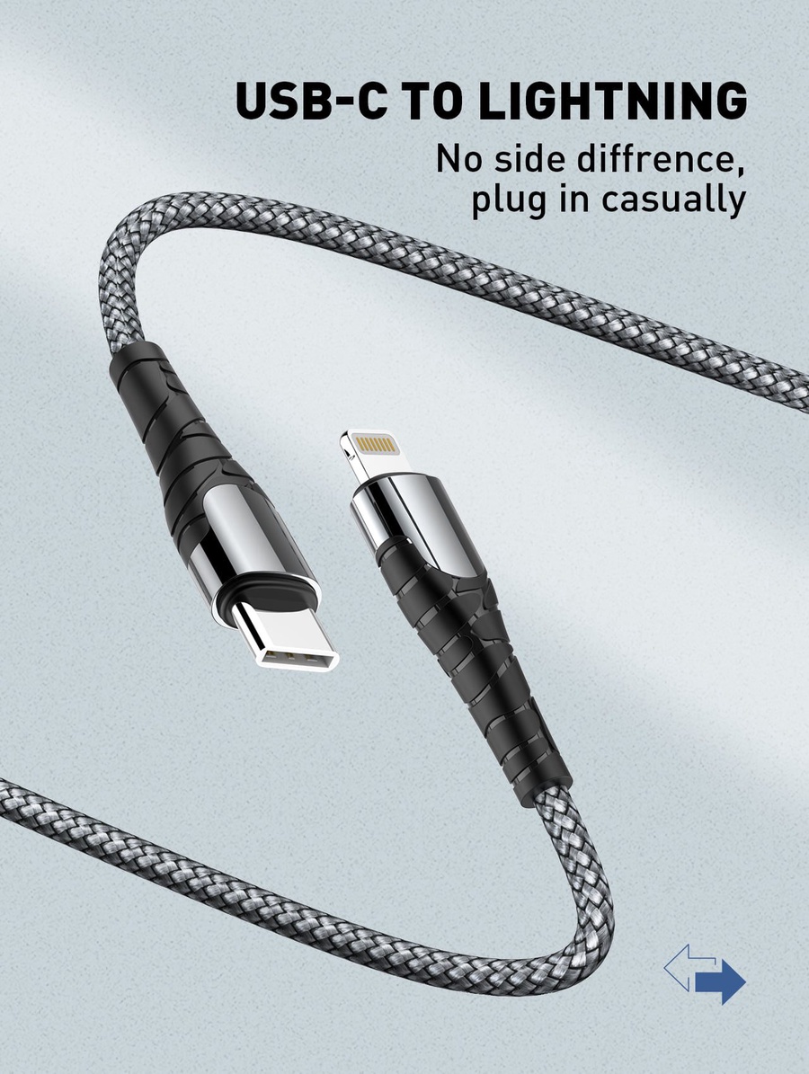 LDNIO LC111 USB-C to Lightning PD 30W Fast Charging Cable - Grey