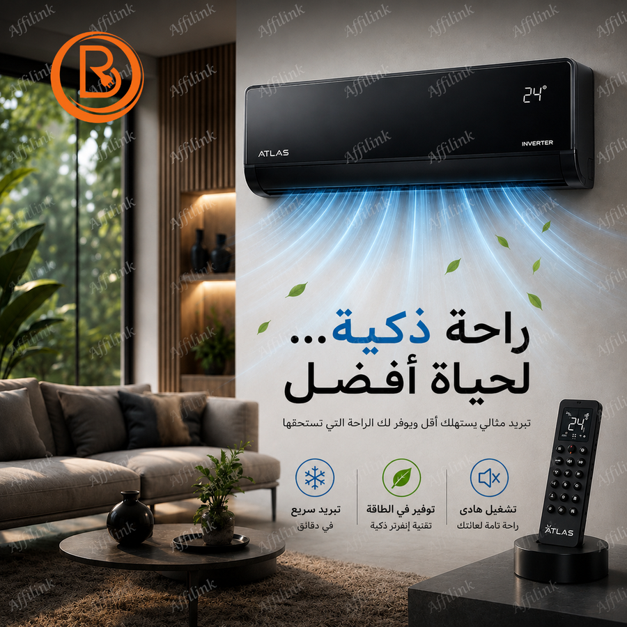مكيف اطلس تبريد سريع بتقنية الإنفرتر الذكية مع توفير أكبر في استهلاك الطاقة