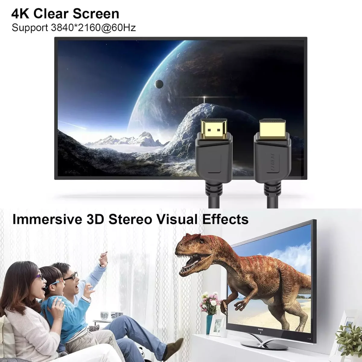 كابل  HDMI 2.0 Cable 4K (1.8 Meter) مستورد عالي الجودة