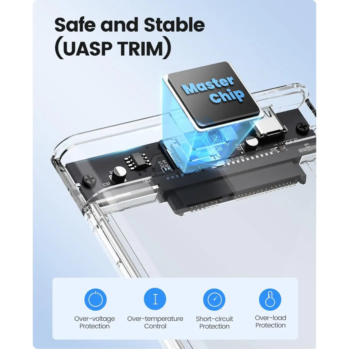 راكة هارد لابتوب و SSD  شفافة تايب سي  - usb3