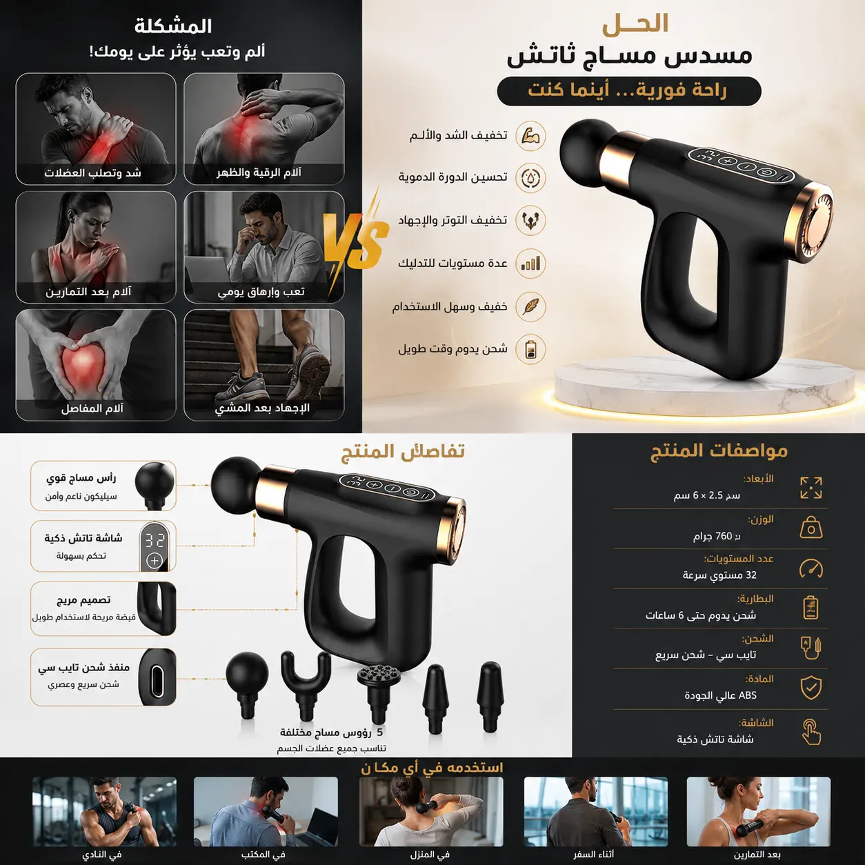 تفاصيل مسدس المساج
