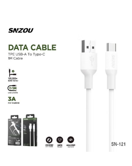 SNZOU ProSync 3A USB-A to Type-C Cable 1M SN-121 - White