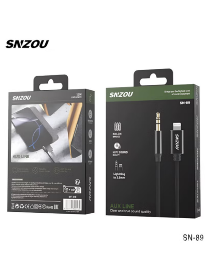 SNZOU SN-89 HiFi SoundLine Lightning to 3.5mm AUX Audio Cable 1M - Black
