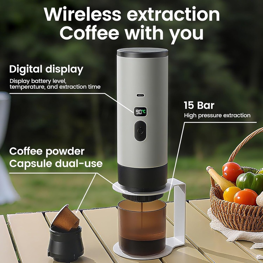 Wireless espresso extraction outdoors