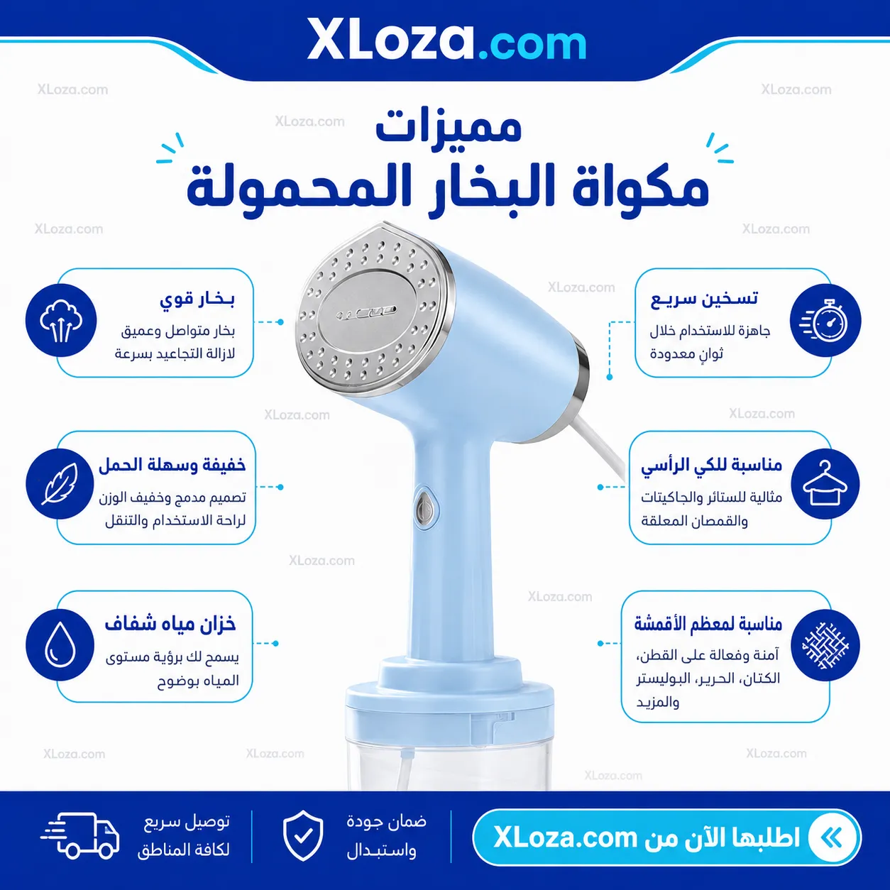 مكواة بخار محمولة EasySteam Max لإزالة التجاعيد بسرعة | إكسلوزا
