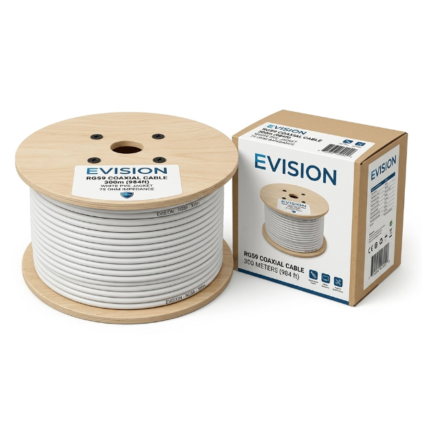 كابل EVISION RG59 بطول 300 متر لأنظمة CCTV