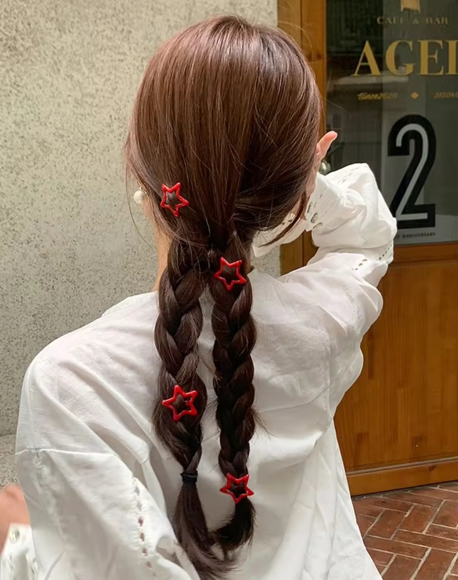 Hair Stars & tick tak pin ٨قطع
