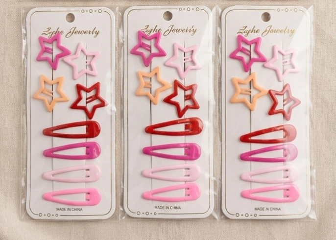 Hair Stars & tick tak pin ٨قطع