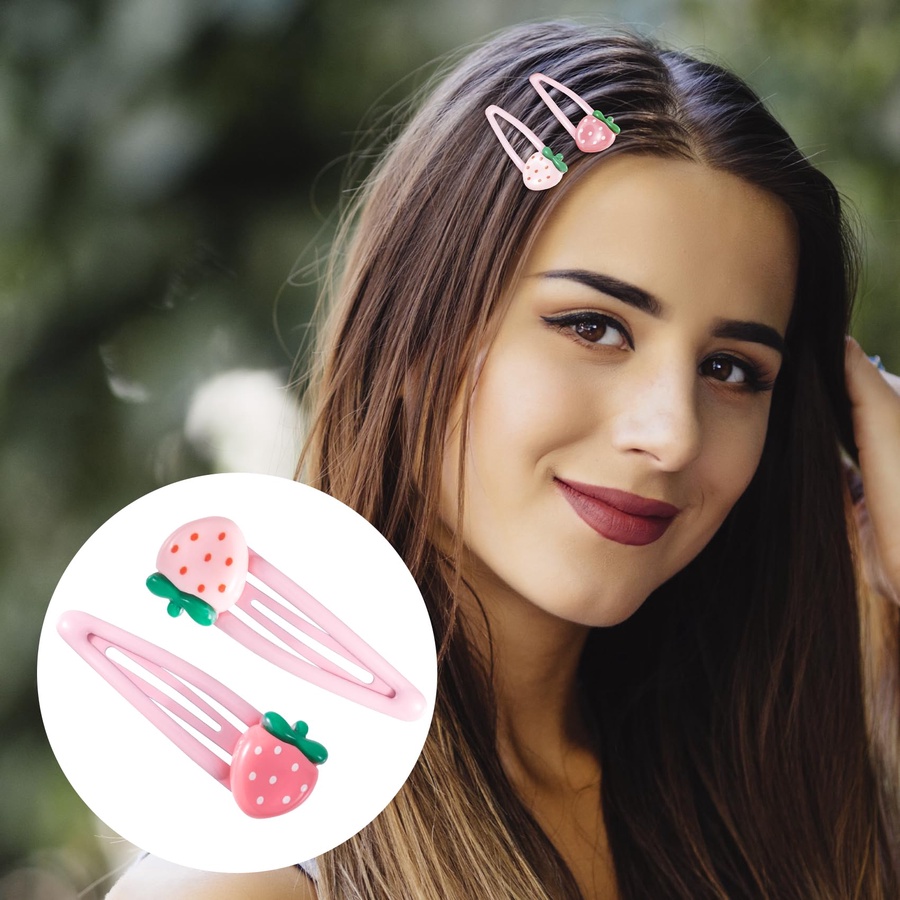 Hair Strawberry & tick tak pin ٦قطع