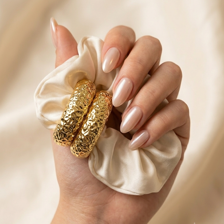 Satin Scrunchie with Gold Charms 