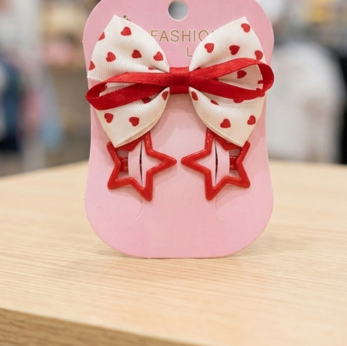 Red Bow Pin & Stars Pins ٣قطع 