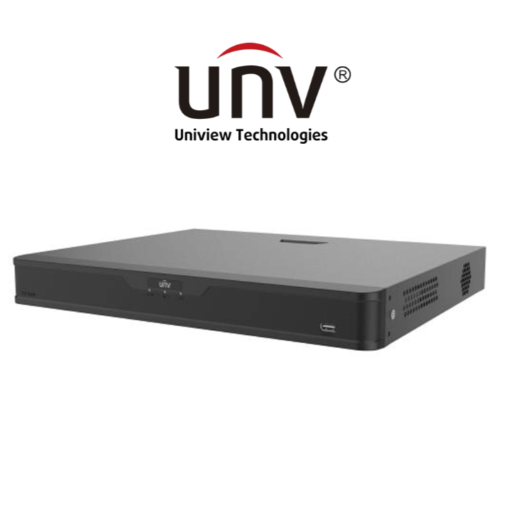 جهاز NVR شبكي 16 قناة لتسجيل كاميرات IP NVR من Uniview موديل NVR302-16S2-P16S، يدعم 16 قناة مع 16 بورت PoE مدمج وأداء عالي للمشاريع المتوسطة والكبيرة