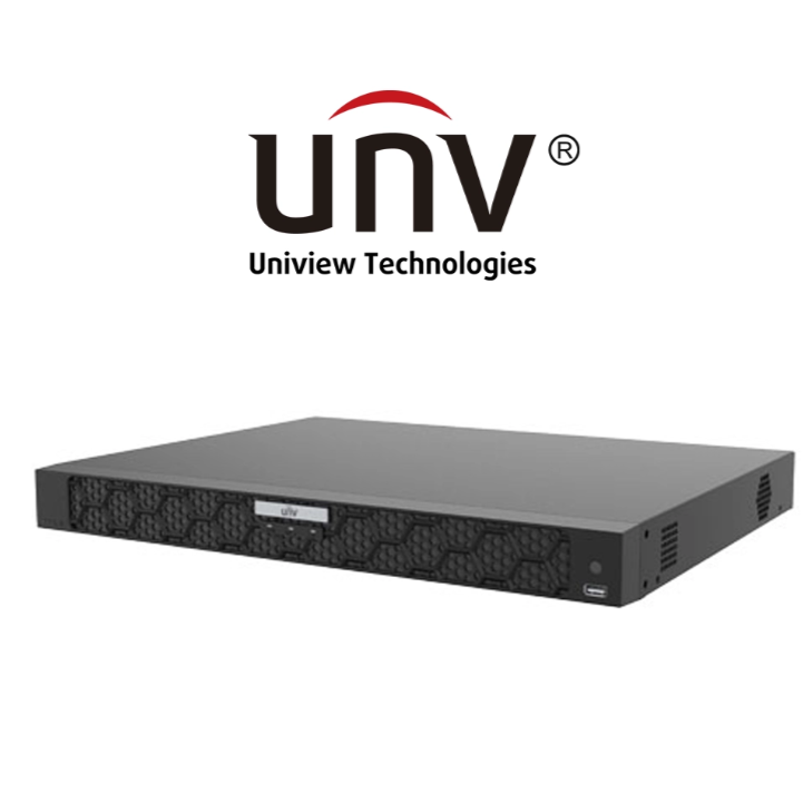 جهاز NVR شبكي 32 قناة PoE NVR504-32P لتسجيل كاميرات IP من Uniview، دعم 16MP، و4 هاردات SATA