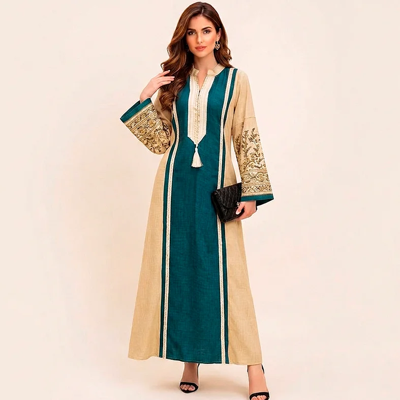 Brocaded Linen Dress