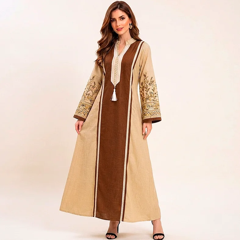 Brocaded Linen Dress