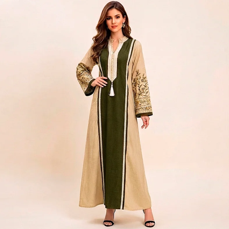 Brocaded Linen Dress