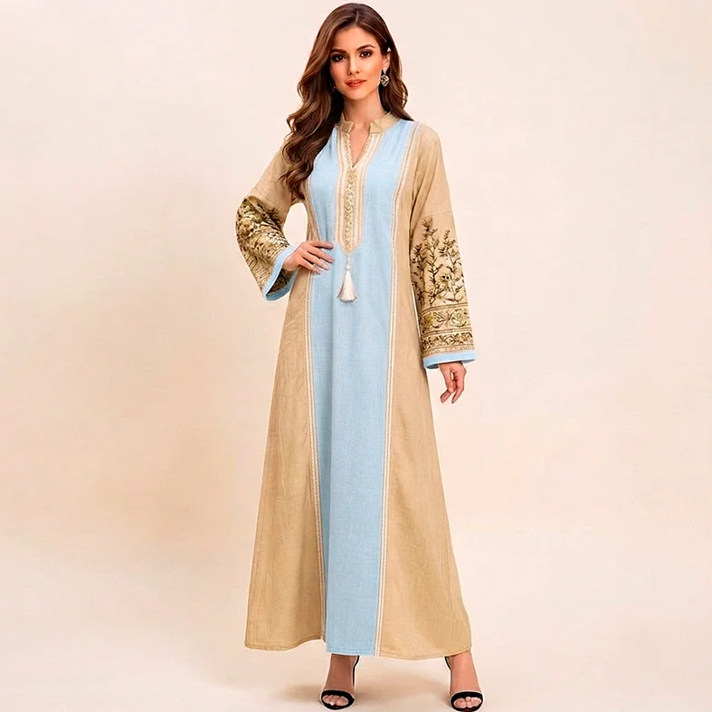 Brocaded Linen Dress