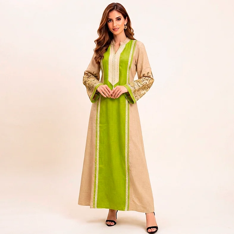 Brocaded Linen Dress