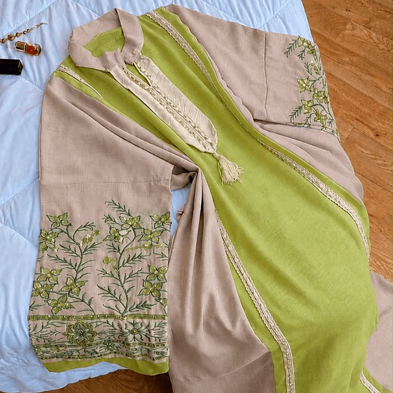 Brocaded Linen Dress
