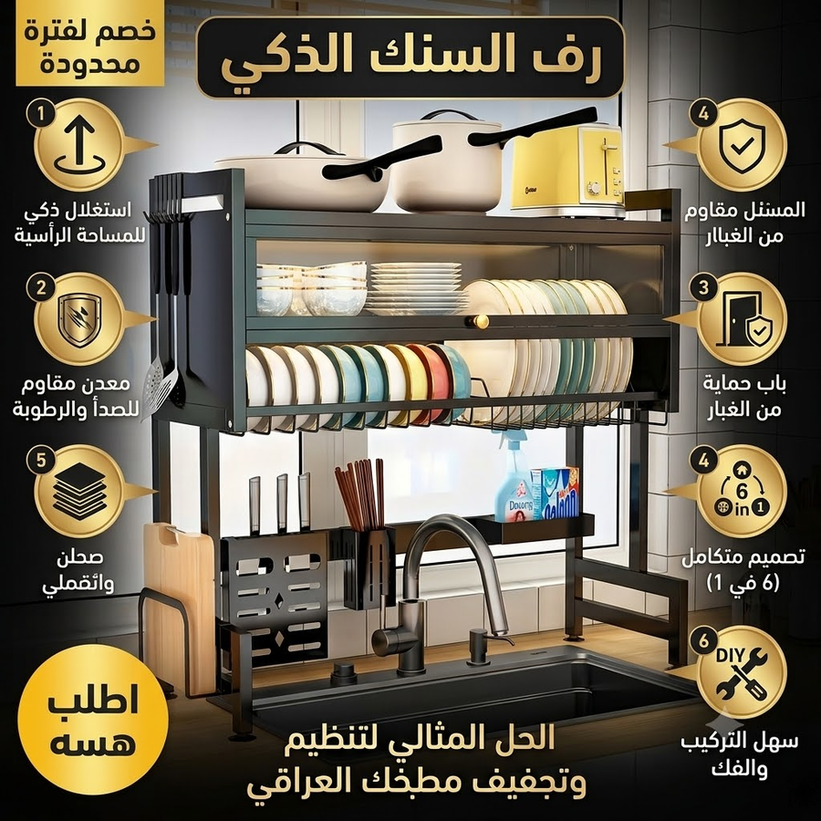 أبعاد وتفاصيل تركيب رف السنك الذكي