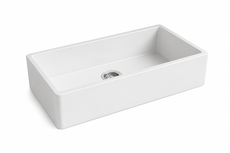 Fireclay Farmhouse Sink – Cecilia 7045 | 70×45×21 cm | White | San Pedro Designs
