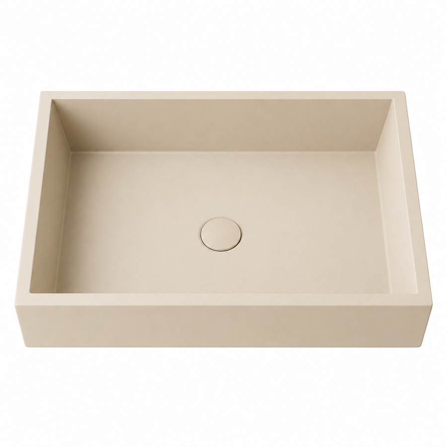 San Pedro Oliva Premium Matte Beige Vessel Basin 48×38 cm | Luxury Countertop Bathroom Sink