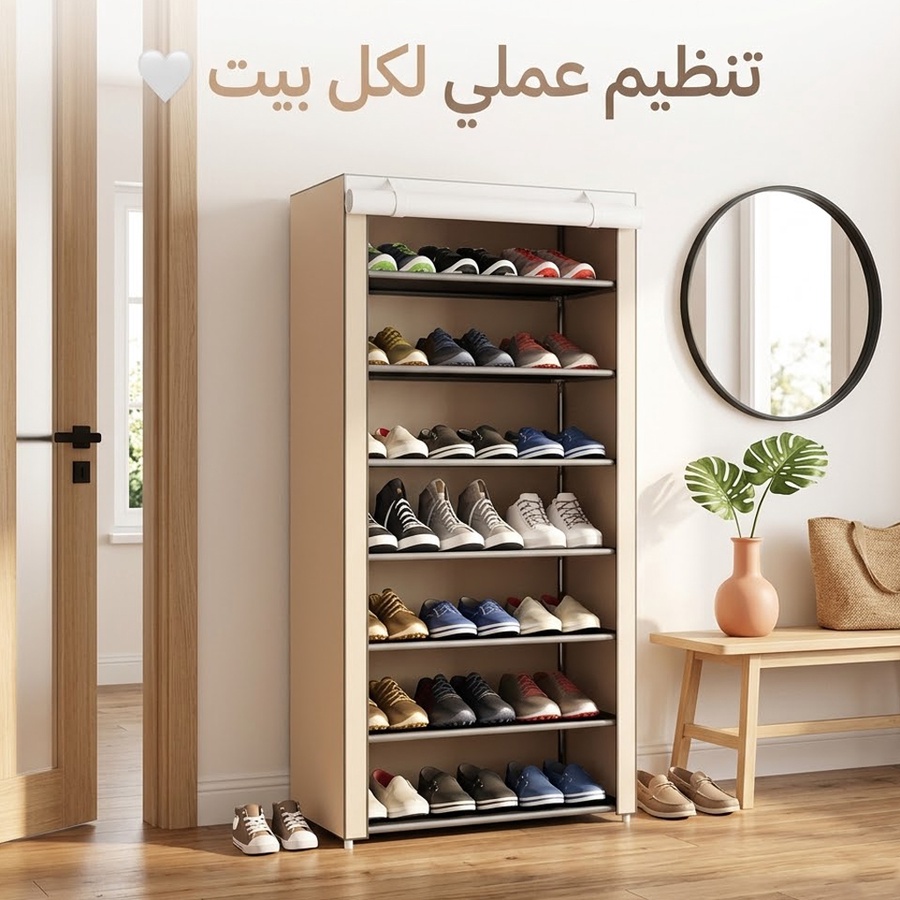 جزامة 7 دور بغطاء - Tier Shoe Rack 