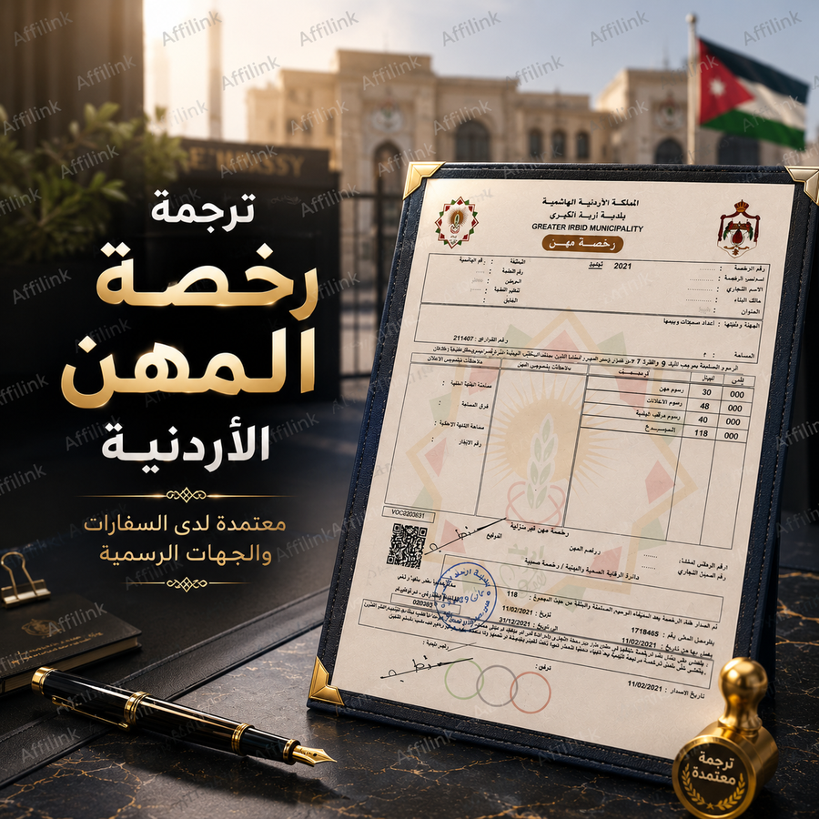ترجمة رخصة المهن الأردنية المعتمدة