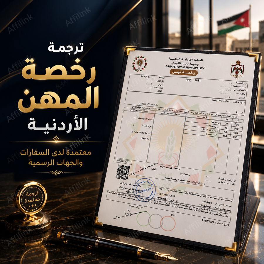 ترجمة رخصة المهن الأردنية المعتمدة