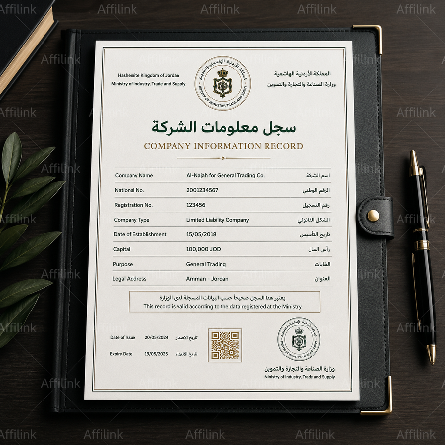 ترجمة سجل معلومات الشركة المعتمدة