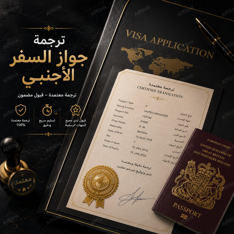 ترجمة جواز السفر الأجنبي للعربي معتمد