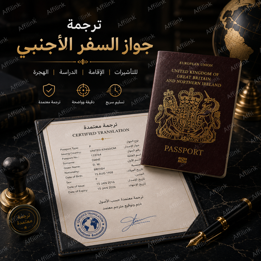 ترجمة جواز السفر الأجنبي للعربي معتمد