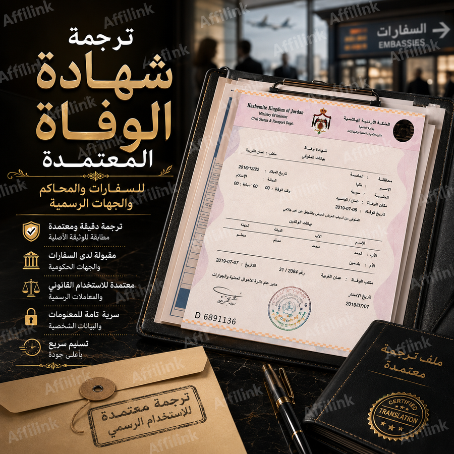 ترجمة شهادة الوفاة المعتمدة