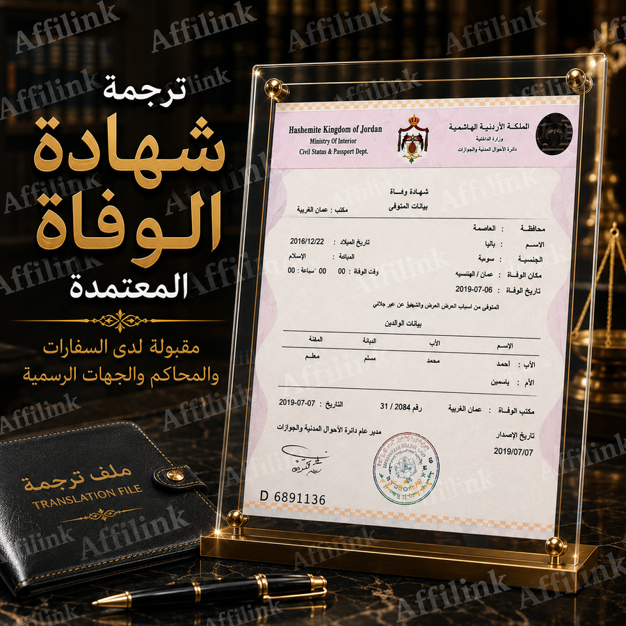 ترجمة شهادة الوفاة المعتمدة