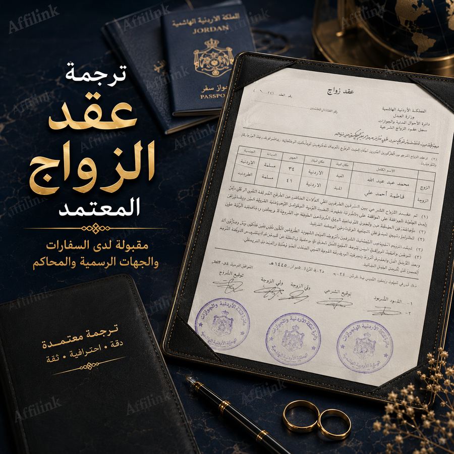ترجمة عقد الزواج الاردني المعتمد